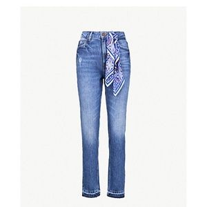 Sandro scarf-detail straight high-rise jeans